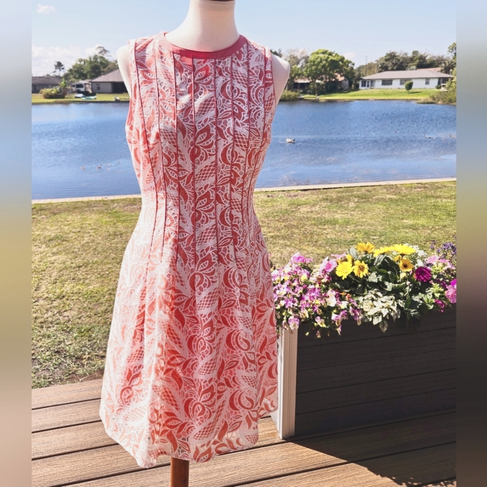Antonio Melani Floral Lace Dress Coral 6